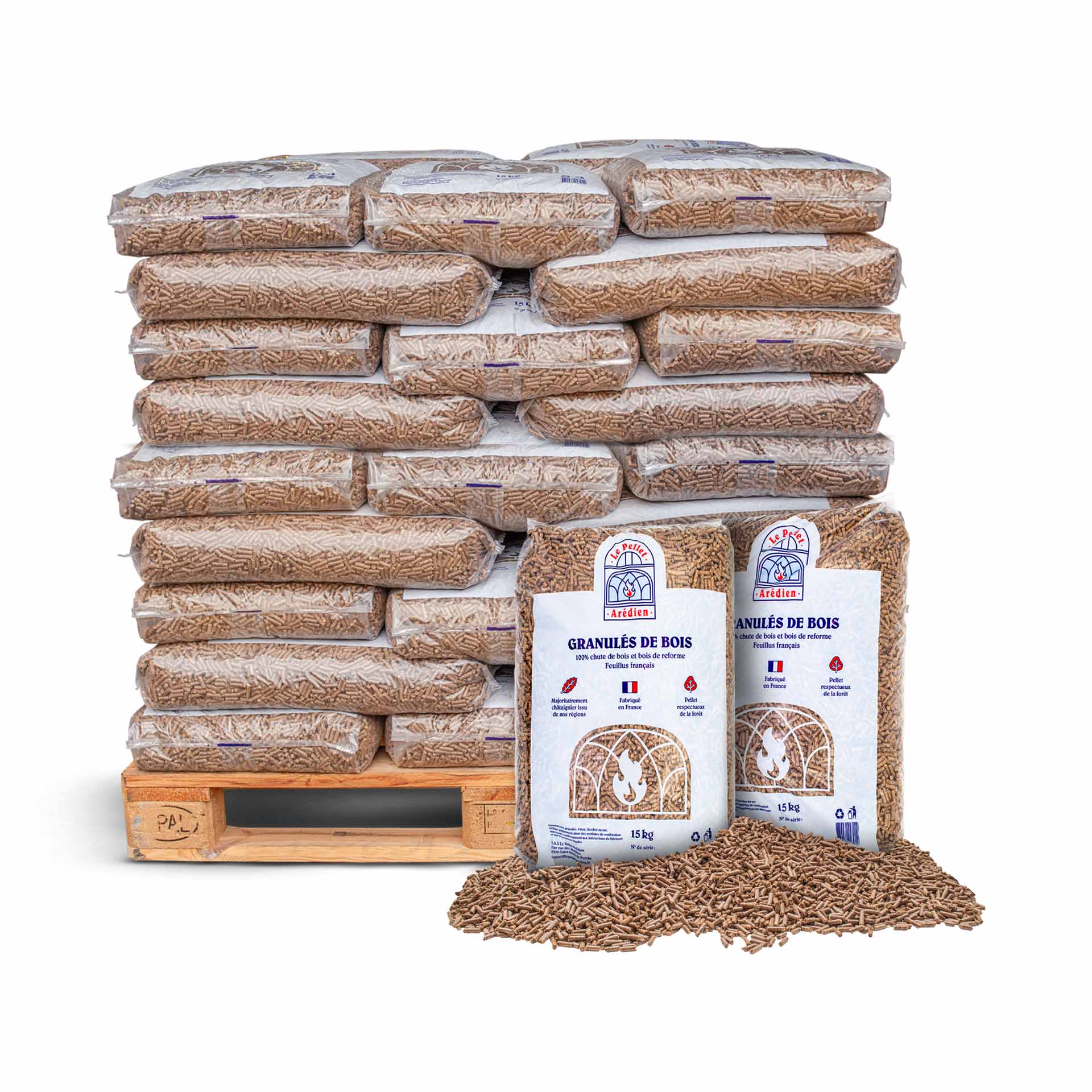 Hartholz Pellets, Palette mit 60 x 15 kg, Holzpellets mit hohem Brennwert für Kamin, Heizung, Ofen, aus nachhaltiger Produktion