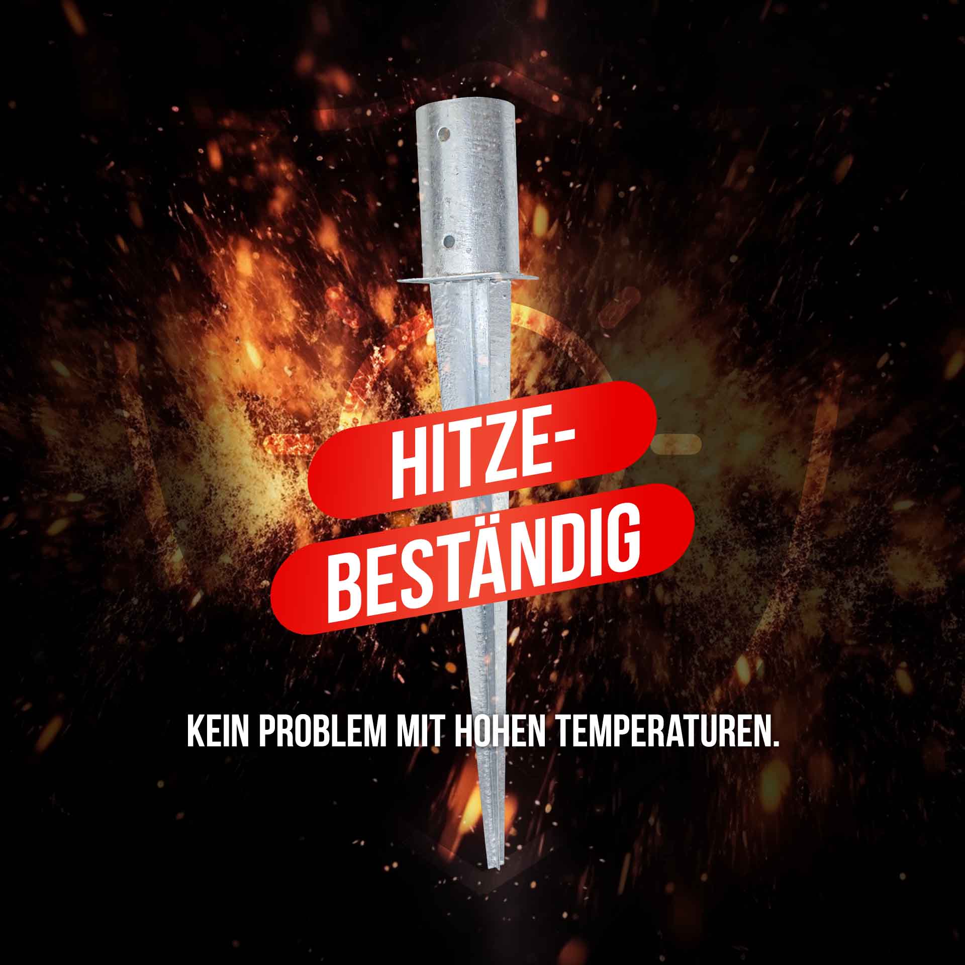 Einschlaghülse/Bodenhülse rund (81 mm) für gefräste und teilgefräste Pfosten, verzinkt, silber