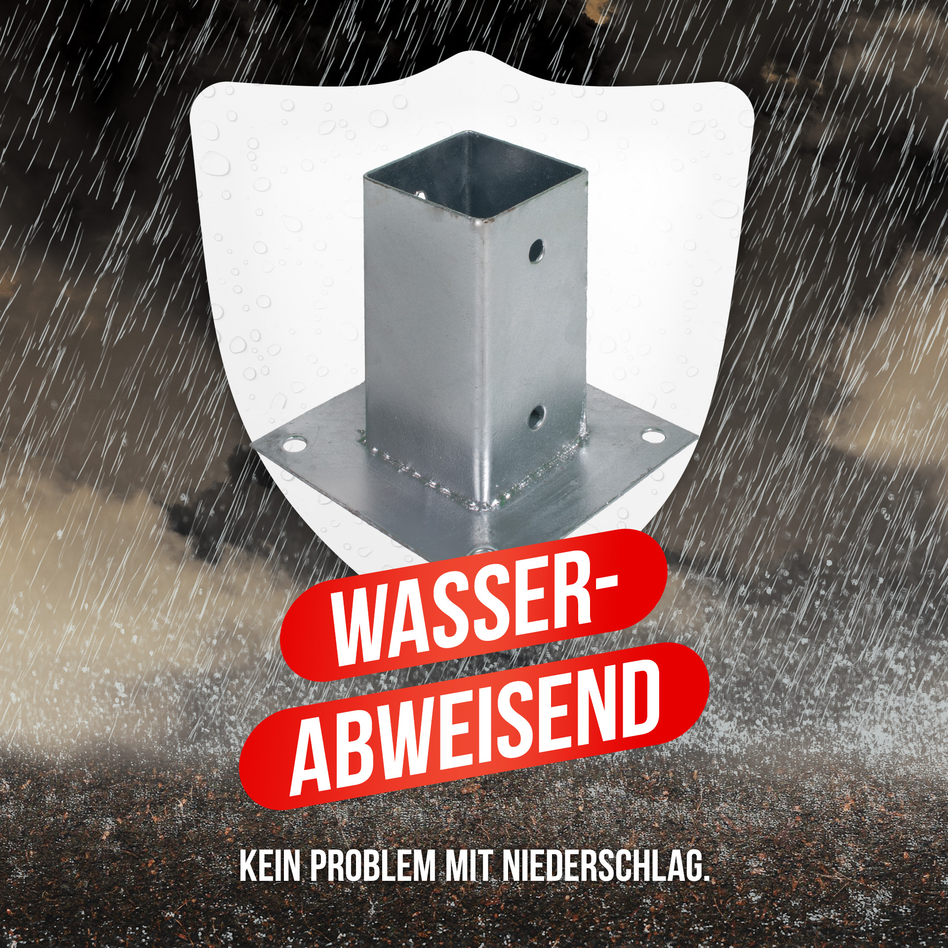 Aufschraubhülse (71 mm) für Vierkantpfosten, feuerverzinkt, silber