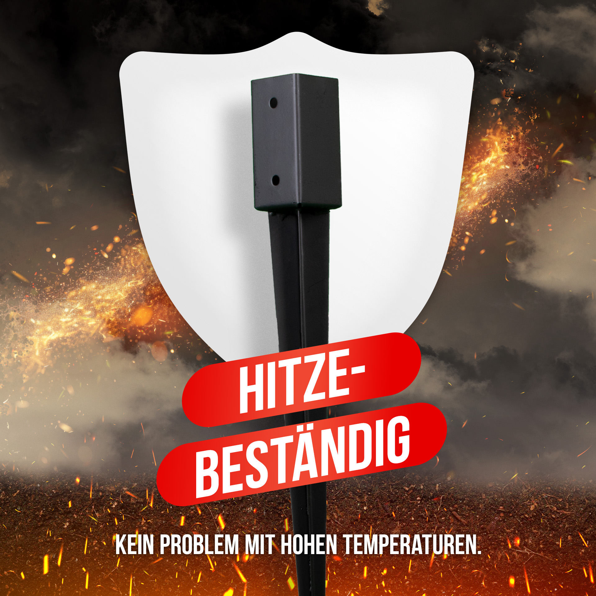 Einschlaghülse/Bodenhülse (71 mm) für Vierkantpfosten, pulverbeschichtet, schwarz