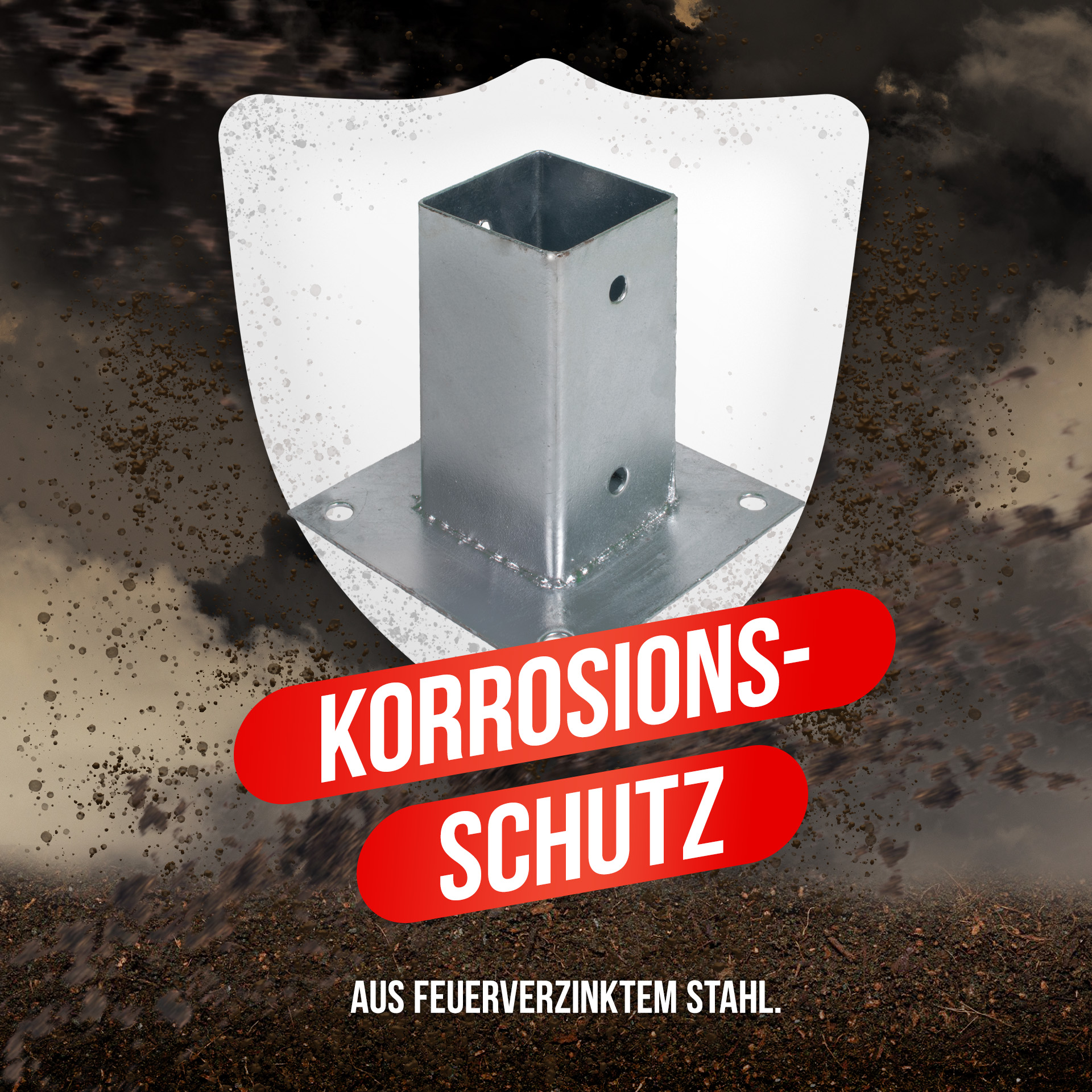 Aufschraubhülse (71 mm) für Vierkantpfosten, feuerverzinkt, silber