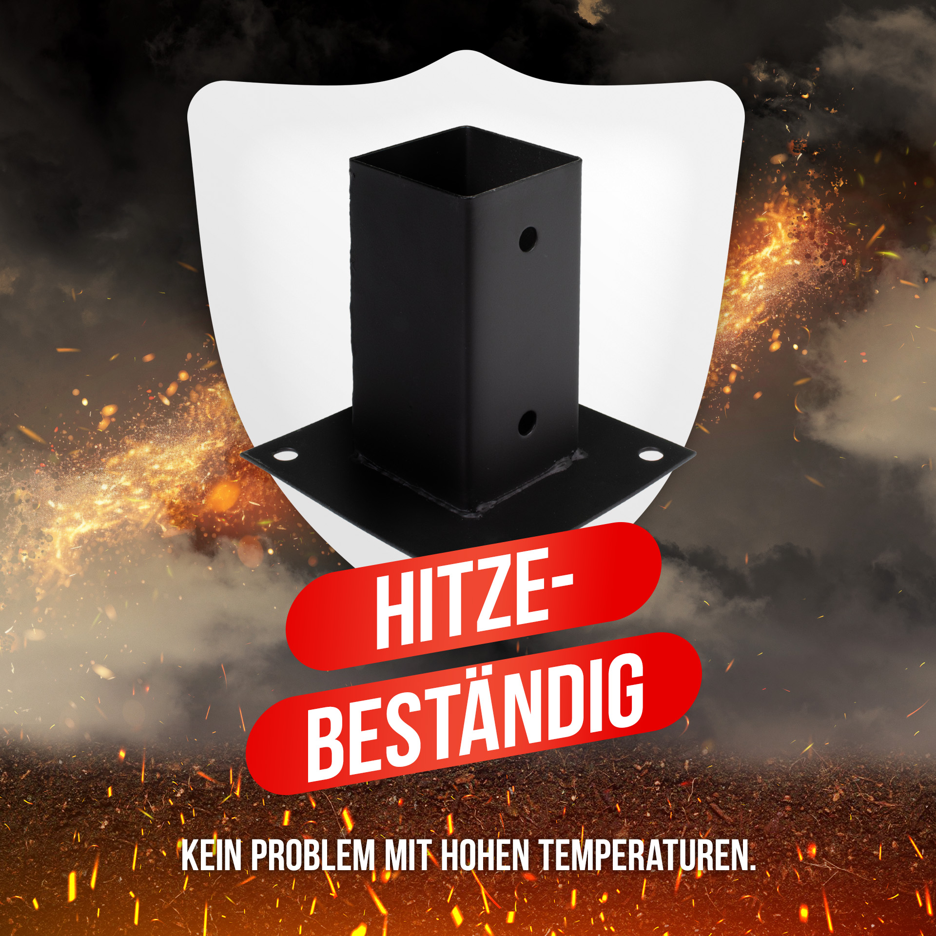 Aufschraubhülse (71 mm) für Vierkantpfosten, pulverbeschichtet, schwarz