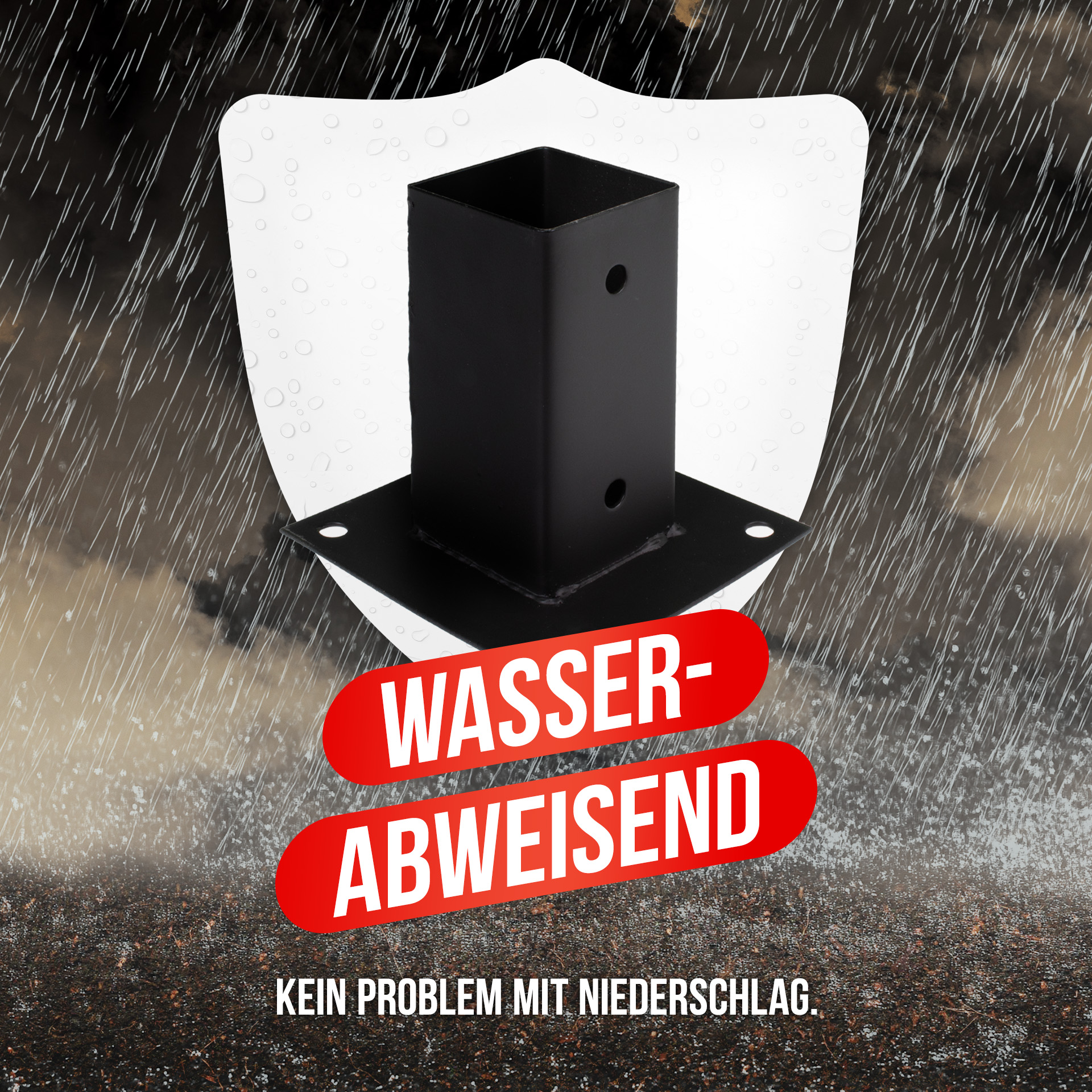 Aufschraubhülse (71 mm) für Vierkantpfosten, pulverbeschichtet, schwarz