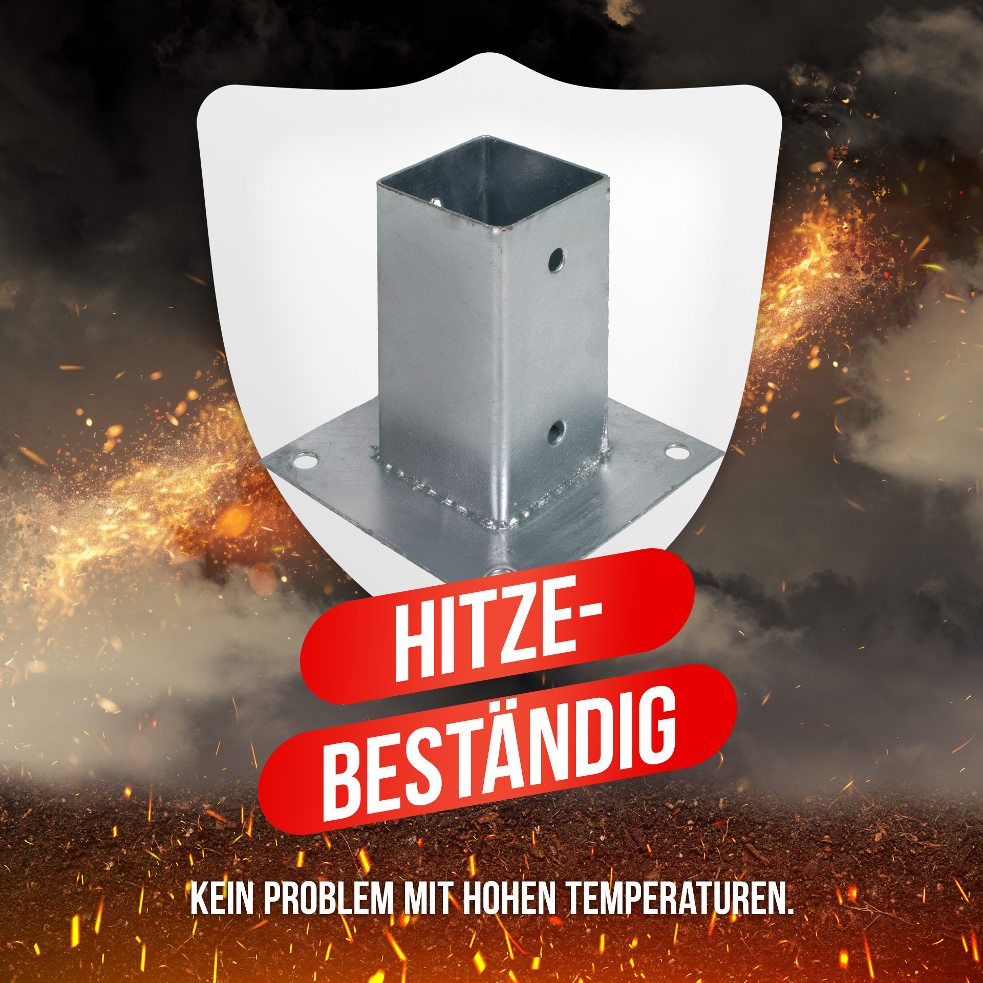 Aufschraubhülse (71 mm) für Vierkantpfosten, feuerverzinkt, silber